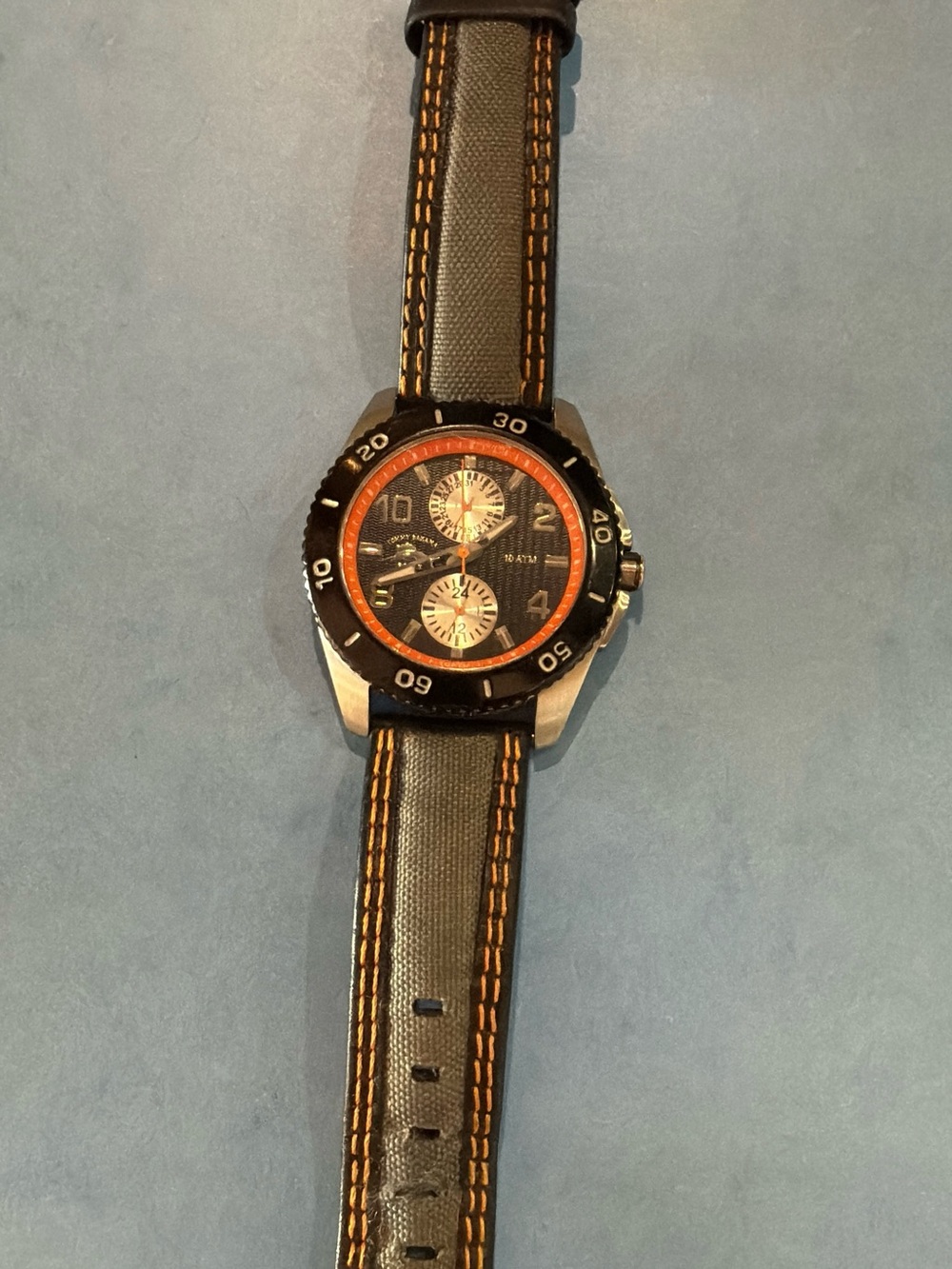 Tommy Bahama Relax Men's Black and Orange Sport Watch, RLX1092, EUC